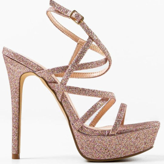 SANDALE CU TOC KONG ROSEGOLD