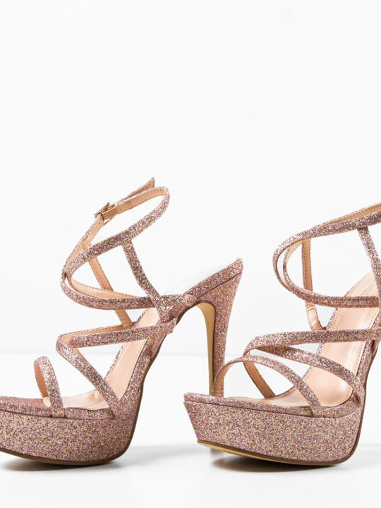 SANDALE CU TOC KONG ROSEGOLD