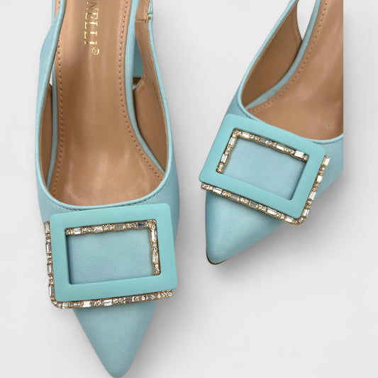 PANTOFI CU TOC MUAH ALBASTRI