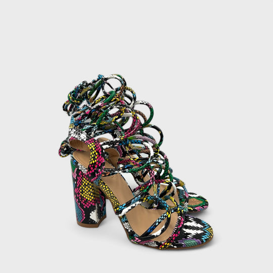 SANDALE CU TOC NET MULTICOLOR
