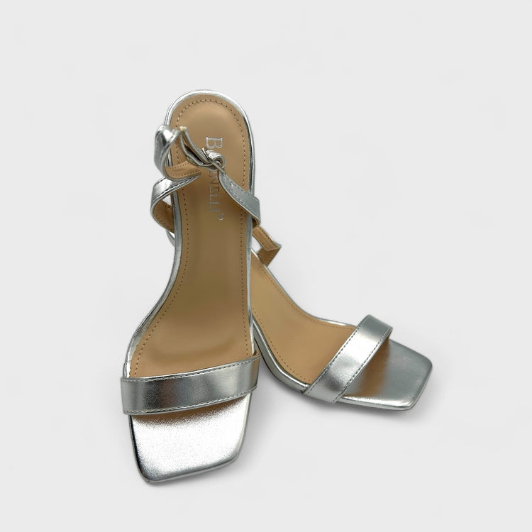 SANDALE CU TOC SLEEK ARGINTII
