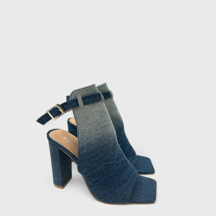 SANDALE CU TOC LUN JEANS
