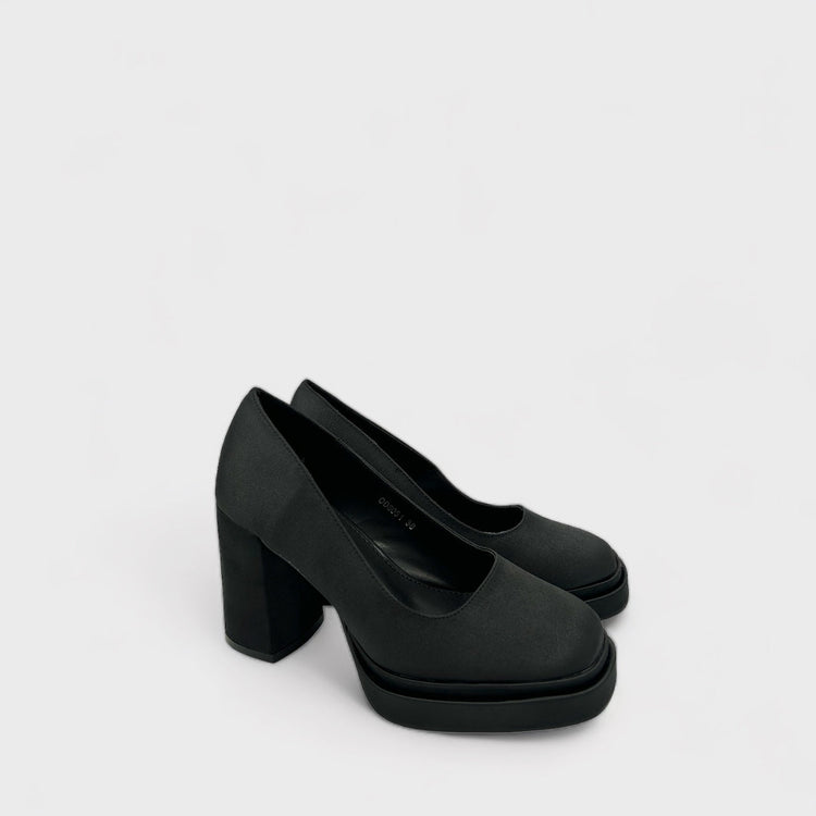 PANTOFI MILA SATIN NEGRI