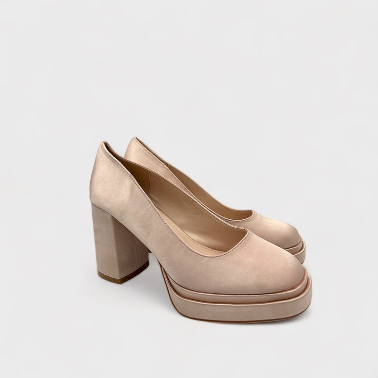 PANTOFI MILA SATIN BEJ