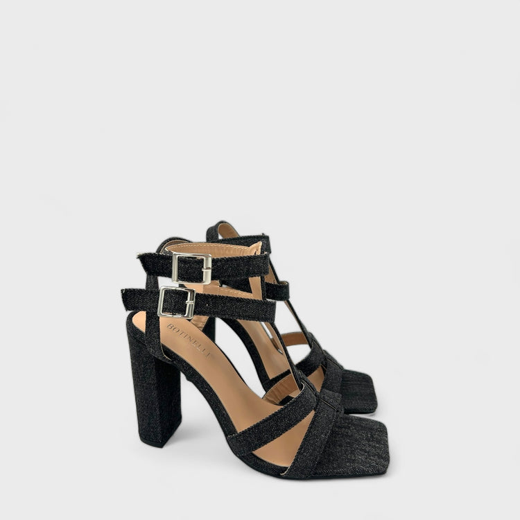 SANDALE CU TOC BIOT BLACK JEANS