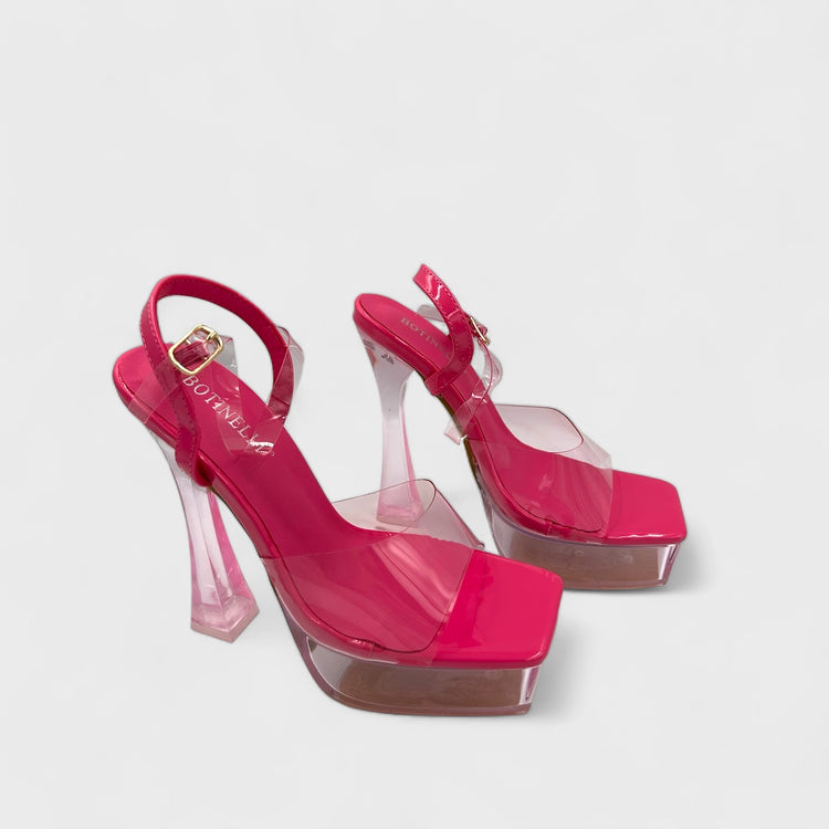 SANDALE CU TOC THREW FUCHSIA