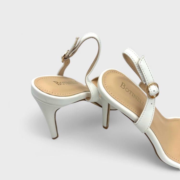 SANDALE CU TOC SLEEK ALBI