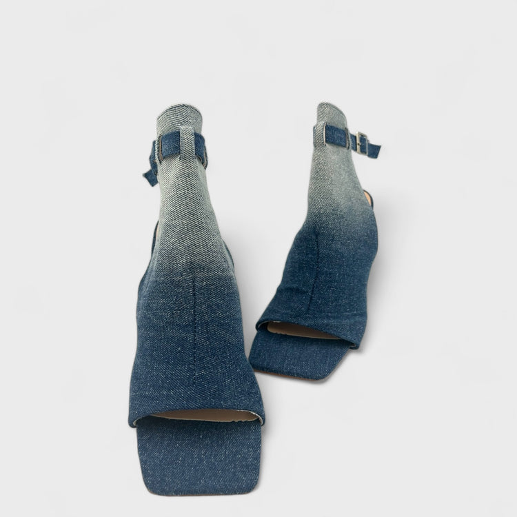 SANDALE CU TOC LUN JEANS