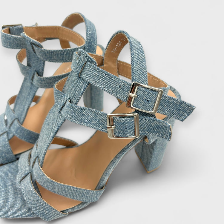 SANDALE CU TOC BIOT LIGHT JEANS