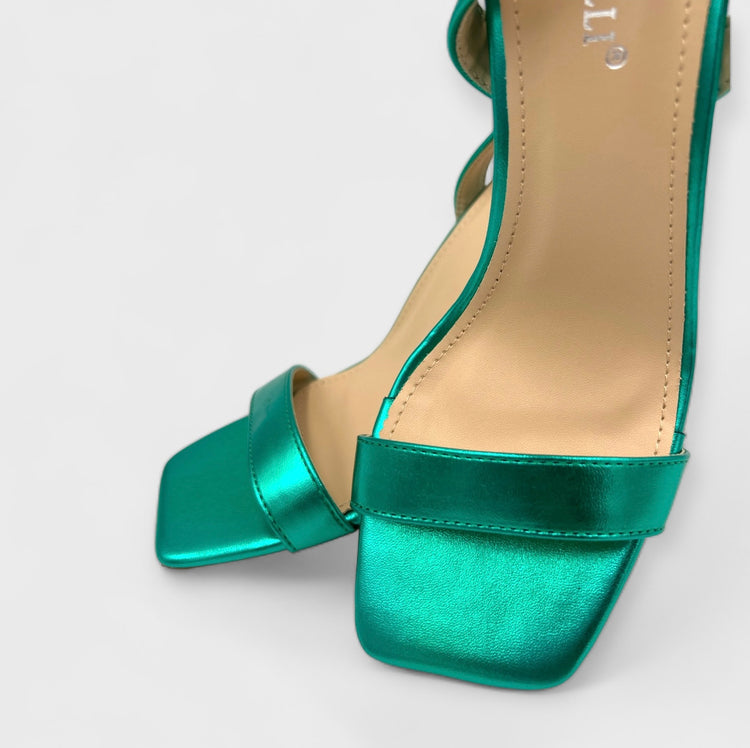 SANDALE CU TOC SLEEK VERZI