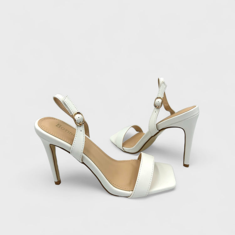 SANDALE CU TOC SLEEK ALBI