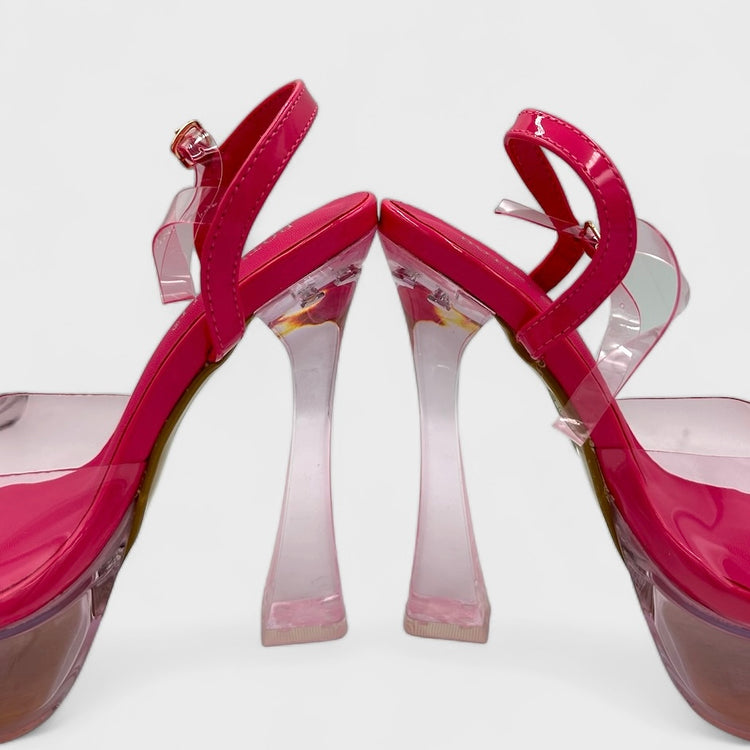 SANDALE CU TOC THREW FUCHSIA