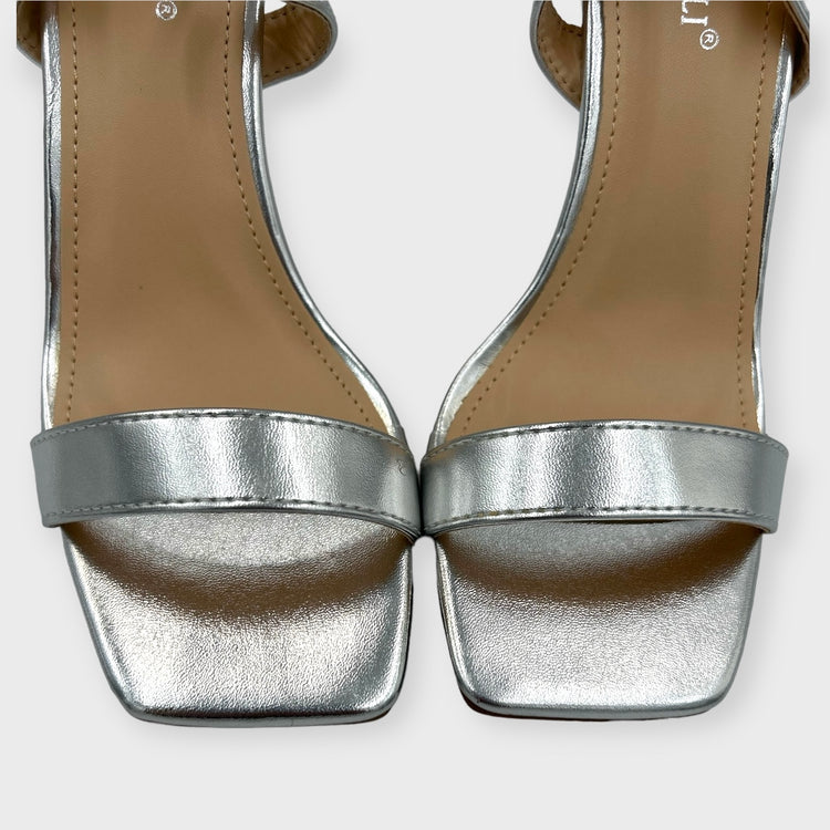 SANDALE CU TOC SLEEK ARGINTII