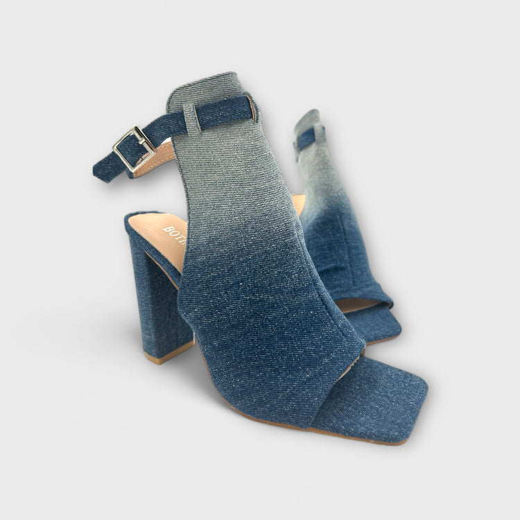 SANDALE CU TOC LUN JEANS