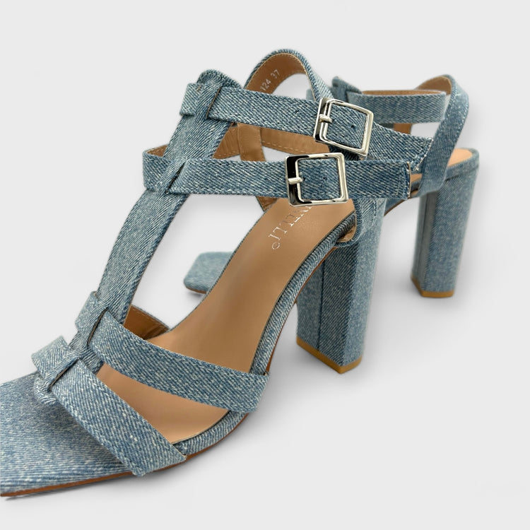 SANDALE CU TOC BIOT LIGHT JEANS