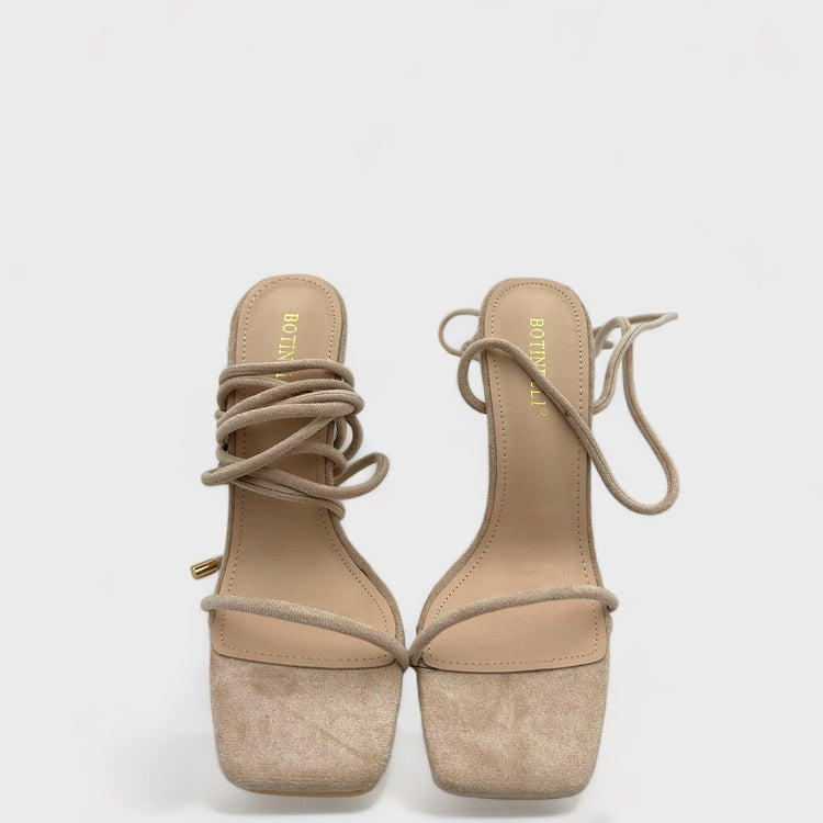 SANDALE CU TOC BEAD NUDE