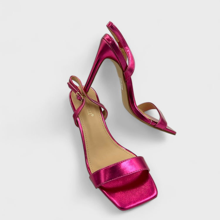 SANDALE CU TOC SLEEK FUCHSIA