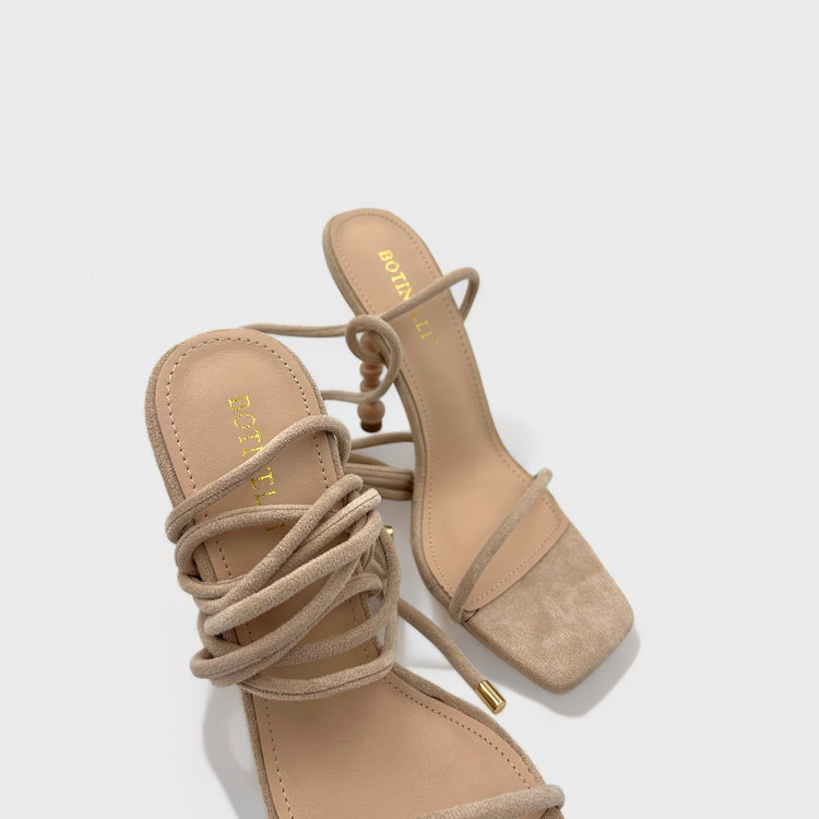 SANDALE CU TOC BEAD NUDE