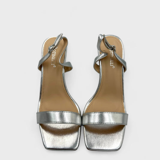 SANDALE CU TOC SLEEK ARGINTII
