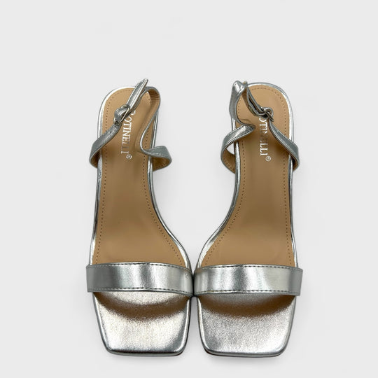 SANDALE CU TOC SLEEK ARGINTII