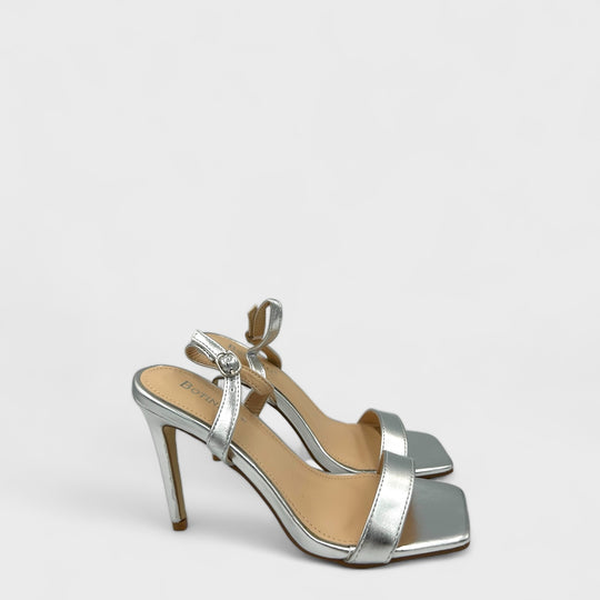 SANDALE CU TOC SLEEK ARGINTII