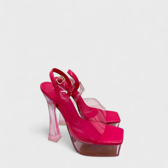 SANDALE CU TOC THREW FUCHSIA